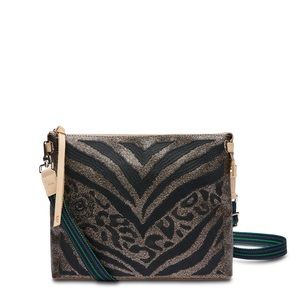 Consuela Selena Downtown Crossbody Bag Purse New With Tags Black Gold Glitter